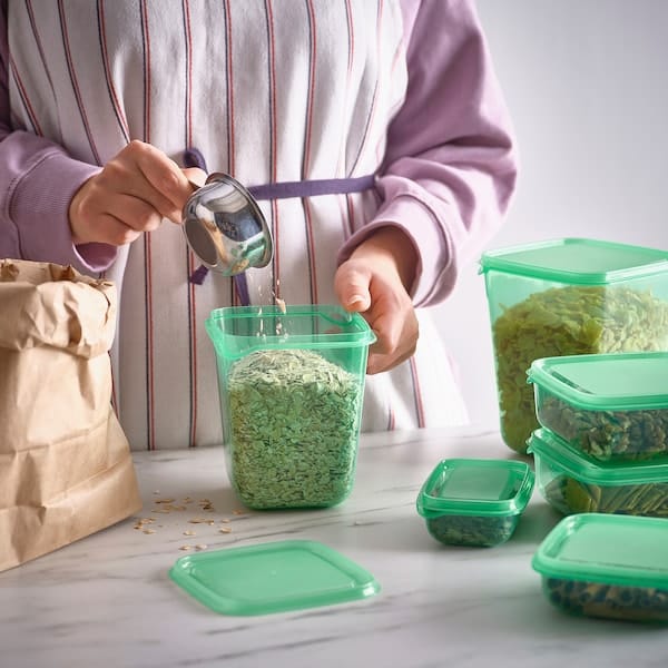 Ikea PRUTA - Set of 17 alim containers with lids, green