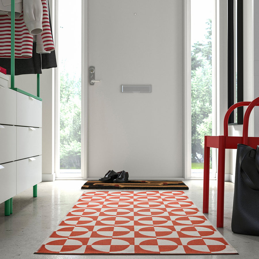 PUBLIKVÄRD rug, flatwoven, orange/circle pattern, 80x150 cm