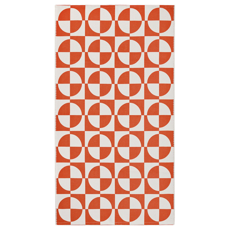 PUBLIKVÄRD rug, flatwoven, orange/circle pattern, 80x150 cm