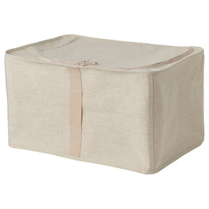 PURRPINGLA storage case, textile/beige, 34x51x28 cm