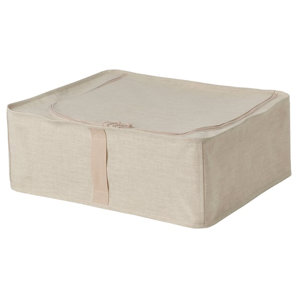 PURRPINGLA storage case, textile/beige, 43x53x19 cm