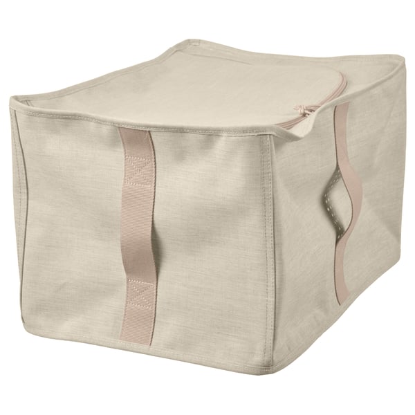 PURRPINGLA storage case, textile/beige, 34x51x28 cm