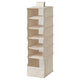PURRPINGLA hanging storage w 6 compartments, textile/beige, 22x34x80 cm