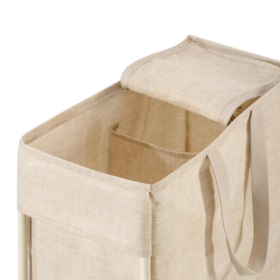 PURRPINGLA laundry bag with stand, beige, 20.5x57x44 cm