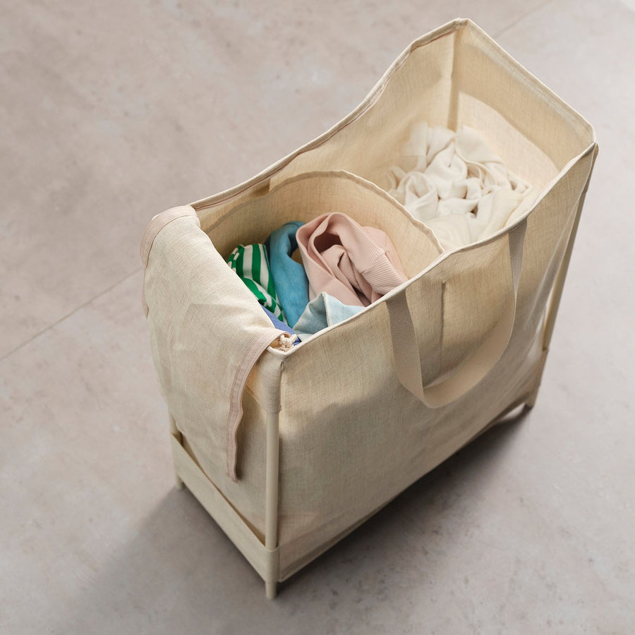 PURRPINGLA laundry bag with stand, beige, 20.5x57x44 cm