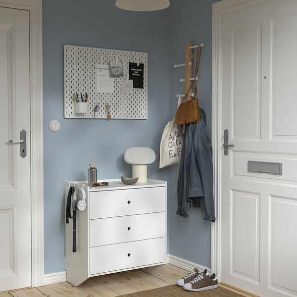 RACKNÄS chest of 3 drawers, white/wall mounted, 69x78 cm