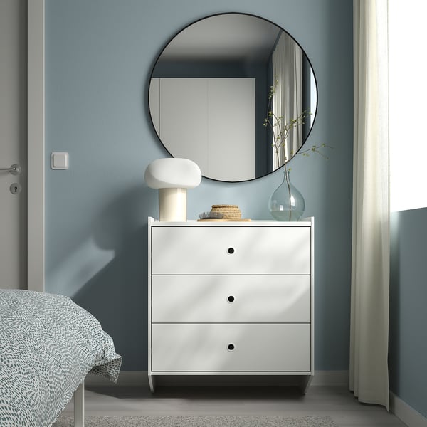 RACKNÄS chest of 3 drawers, white/wall mounted, 69x78 cm