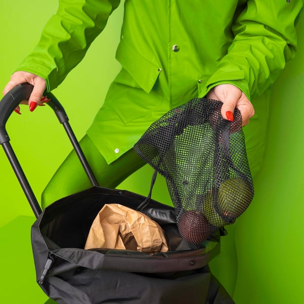 RADARBULLE shopping bag on wheels, black, 33x24x68 cm/38 l