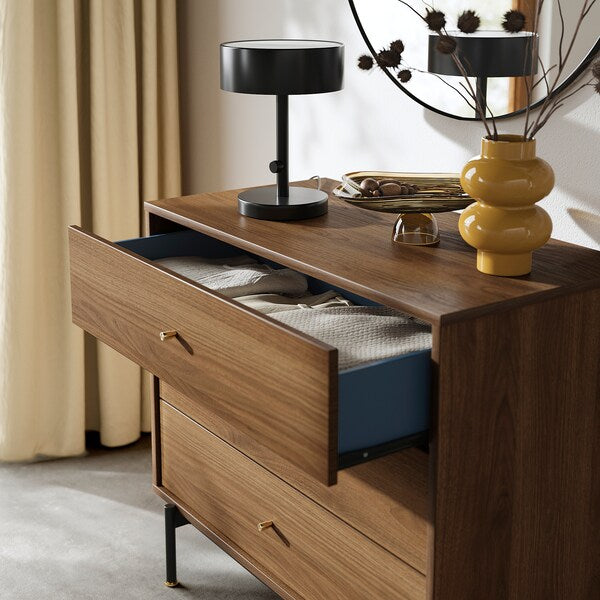RÅDMANSÖ chest of 3 drawers, brown walnut effect, 90x48x81 cm