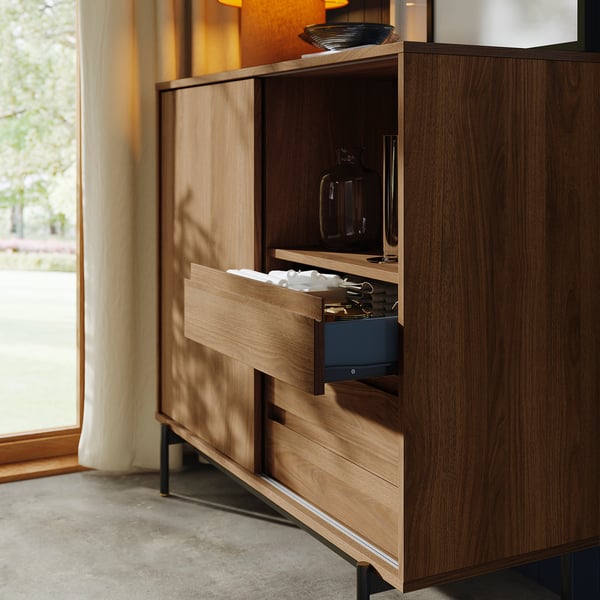 RÅDMANSÖ cabinet, brown walnut effect, 118x49x103 cm