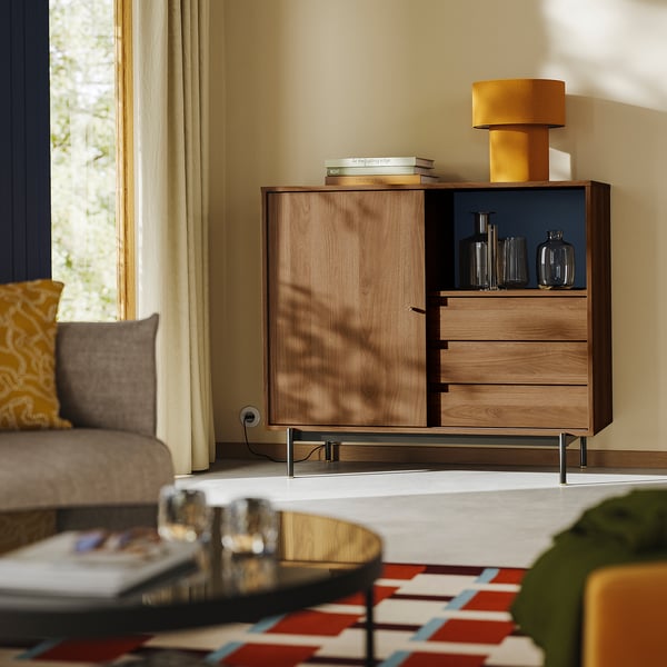 RÅDMANSÖ cabinet, brown walnut effect, 118x49x103 cm