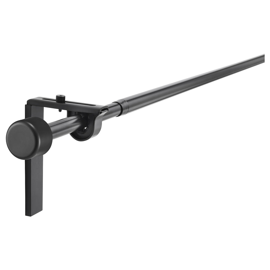 RÄCKA curtain rod combination, with wall/ceiling brackets/with finials black, 210-385 cm