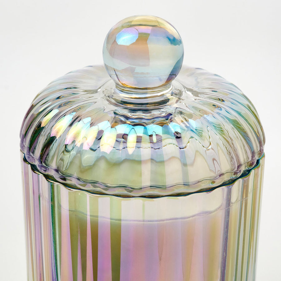 RÄFFELBJÖRK scented candle/glass w lid/2 wicks, Rose & carnation mother-of-pearl colour, 50 hr