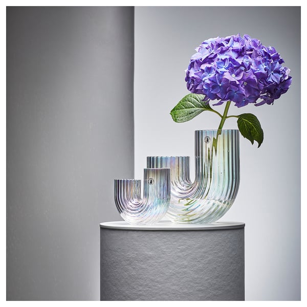 RÄFFELBJÖRK vase, mother-of-pearl colour, 20 cm