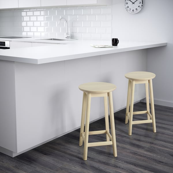 RÄVSTEN bar stool, counter height rubberwood, 62 cm