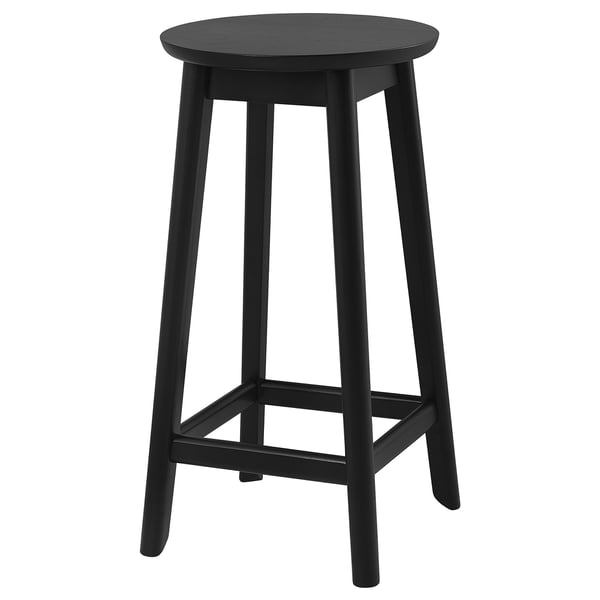 RÄVSTEN bar stool, counter height black, 62 cm