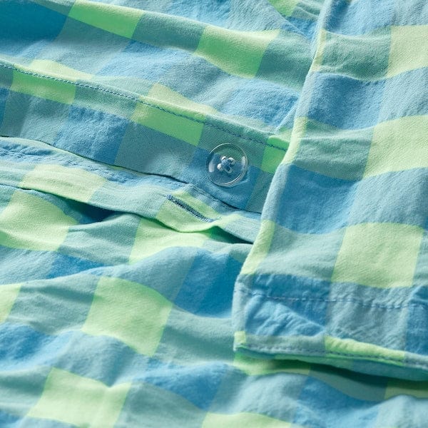 Ikea RÅGBLOMMA - Duvet cover and 2 pillowcases, light green/light blue,240x220/50x80 cm
