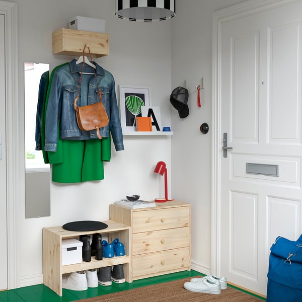 RAGGBERG coat rack with shelf, pine, 40x21x17 cm