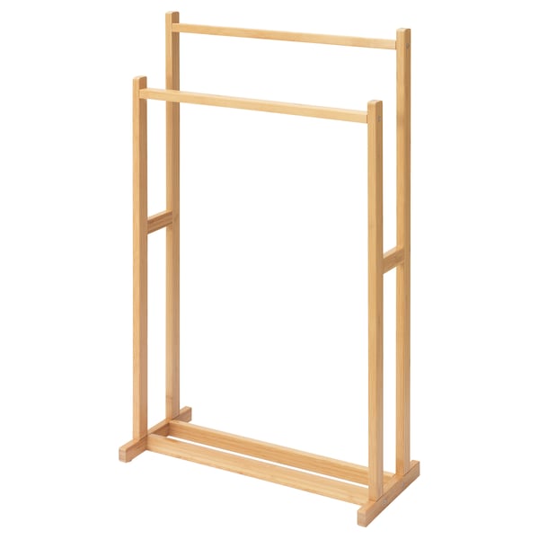 RÅGRUND towel stand with 2 rails, bamboo, 47x75 cm