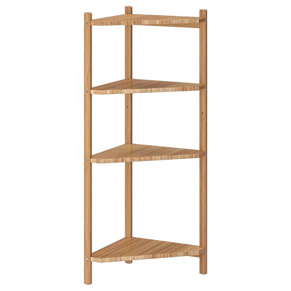 RÅGRUND corner shelf unit, bamboo, 34x99 cm