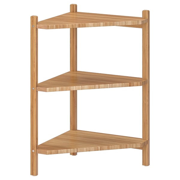 RÅGRUND wash-basin/corner shelf, bamboo, 34x60 cm