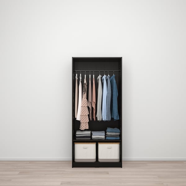 RAKKESTAD wardrobe with 2 doors, black-brown, 79x176 cm