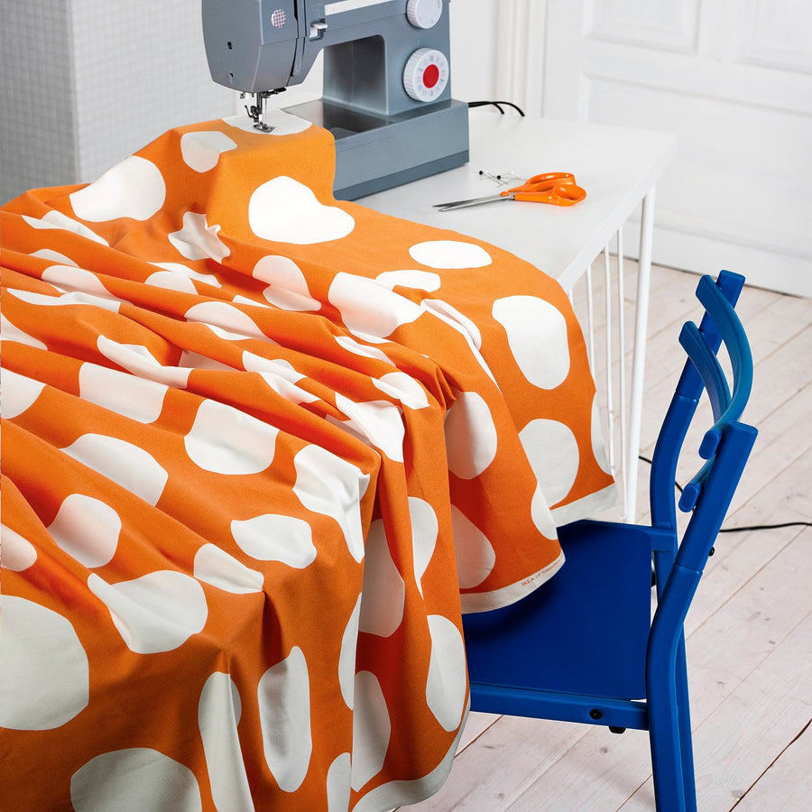 RAKLOSTA pre-cut fabric, orange/white, 150x300 cm