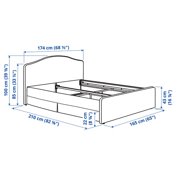 RAMNEFJÄLL cover bed frame, Kilanda light beige, 160x200 cm