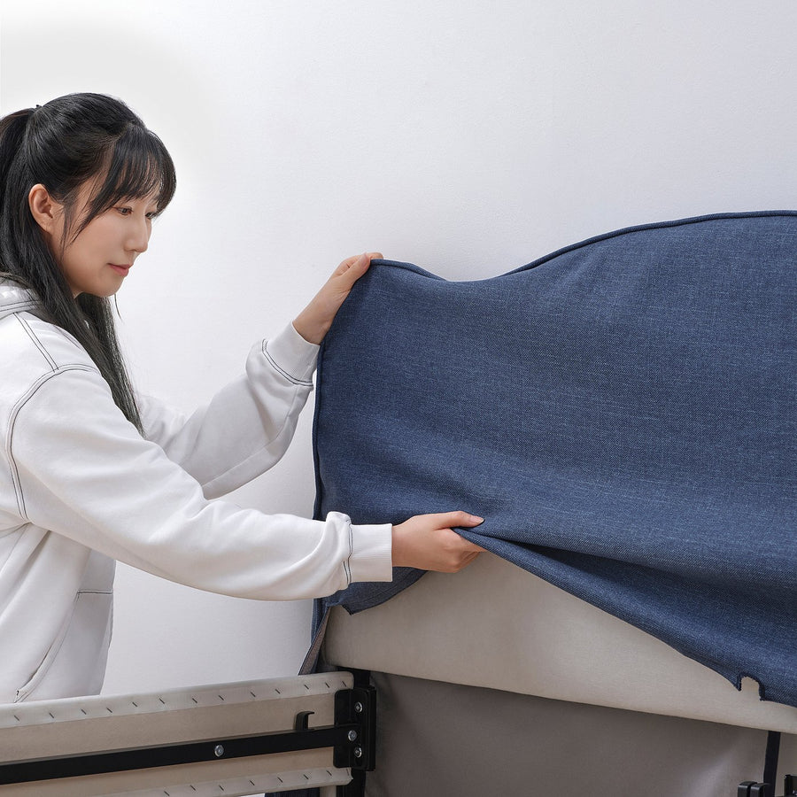 RAMNEFJÄLL cover bed frame, Kilanda dark blue, 160x200 cm