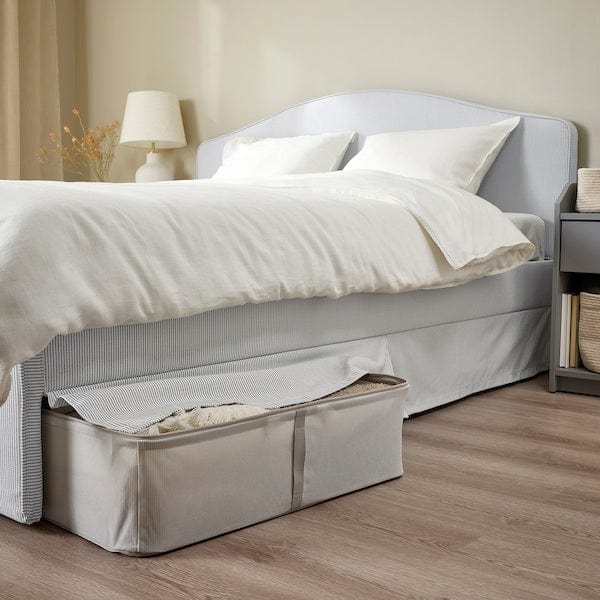 Ikea RAMNEFJÄLL - Upholstered bed frame, Klovsta grey/white/Luröy,140x200 cm