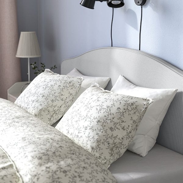 Ikea RAMNEFJÄLL - Upholstered bed frame, Klovsta grey/white/Luröy,140x200 cm