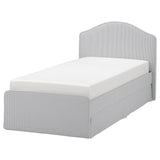 RAMNEFJÄLL upholstered bed frame, Klovsta grey/white, 90x200 cm