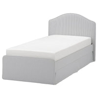 RAMNEFJÄLL upholstered bed frame, Klovsta grey/white, 90x200 cm