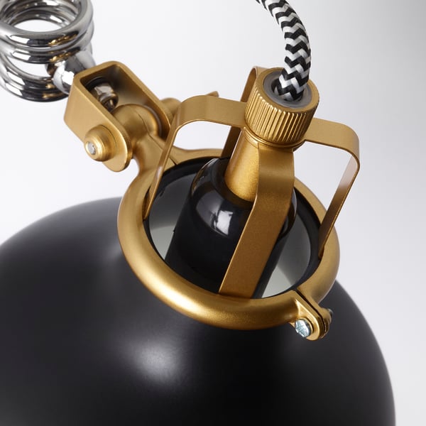 RANARP wall/clamp spotlight, black, 14 cm