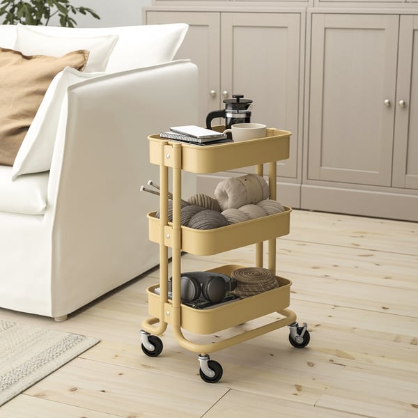 RÅSKOG trolley, beige-yellow, 28x38x61 cm