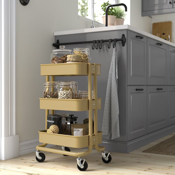 RÅSKOG trolley, beige-yellow, 28x38x61 cm