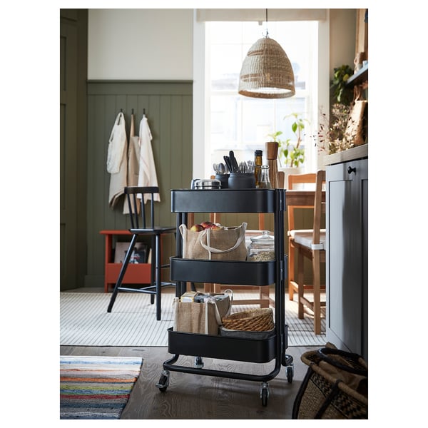 RÅSKOG trolley, black, 35x45x77 cm