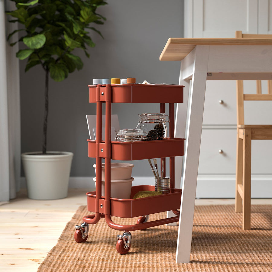 RÅSKOG trolley, red-brown, 28x38x61 cm