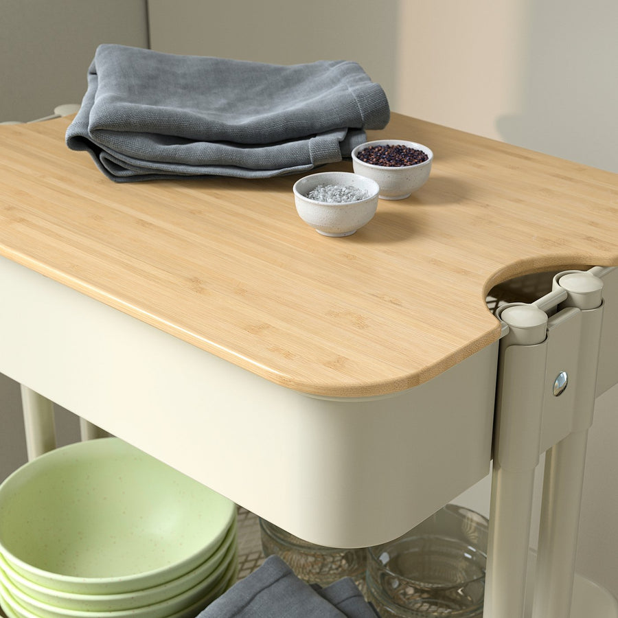 RÅSKOG / NORRÅVA trolley with lid, beige, 35x45 cm