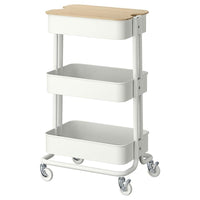 RÅSKOG / NORRÅVA trolley with lid, white, 35x45x77 cm