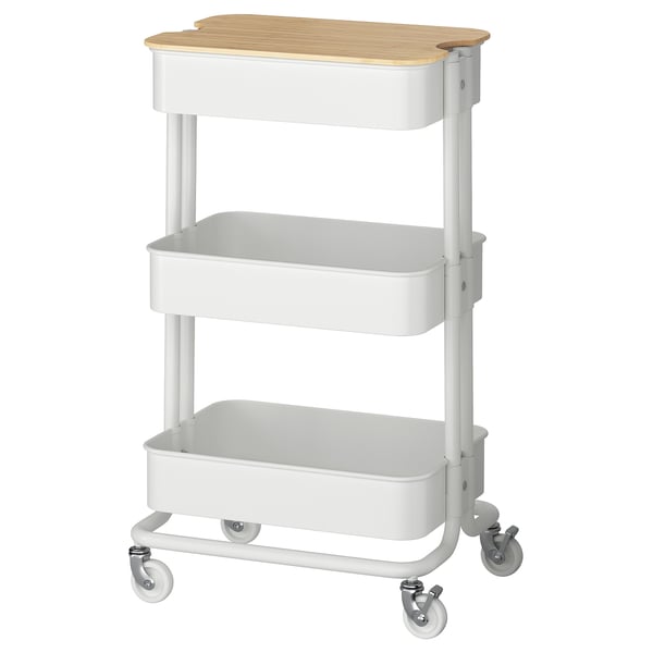 RÅSKOG / NORRÅVA trolley with lid, white, 35x45x77 cm