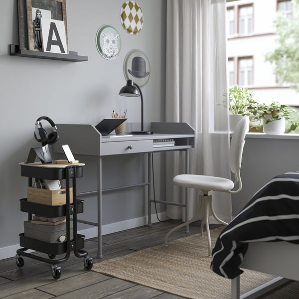 RÅSKOG / NORRÅVA trolley with lid, black, 28x38x61 cm