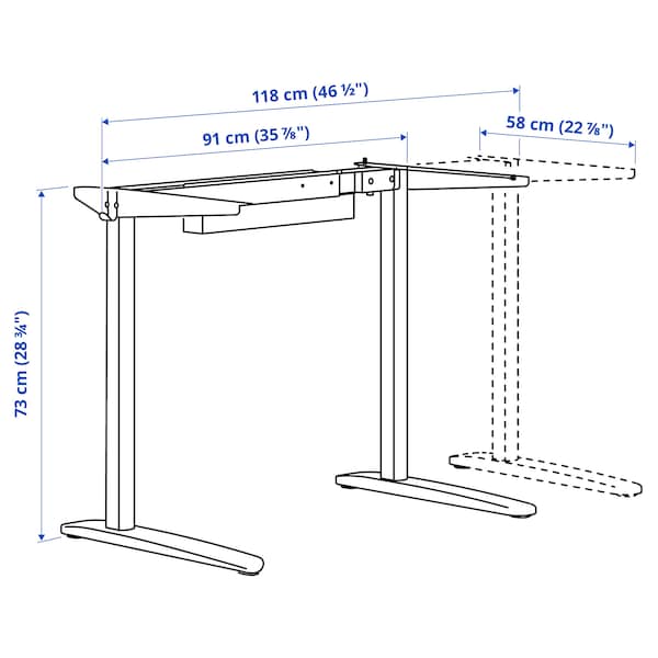 Ikea RELATERA - Underframe for table top, white, 90/117 cm