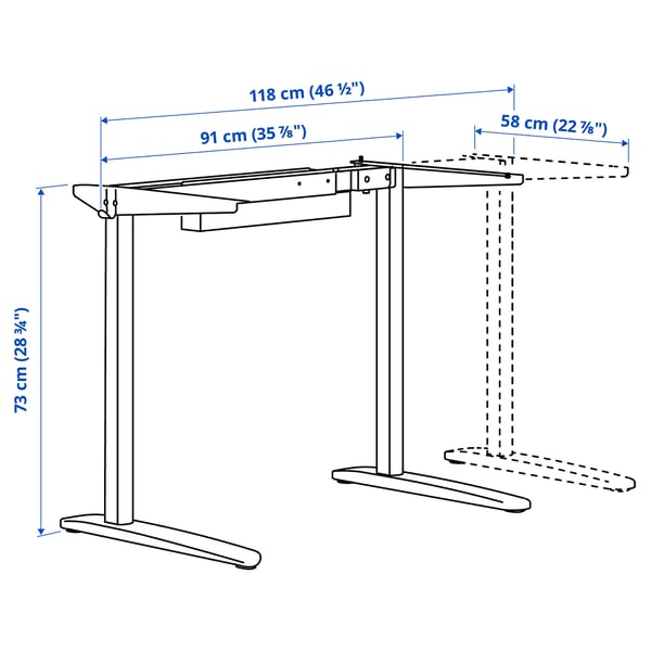 RELATERA underframe for table top, white, 90/117 cm
