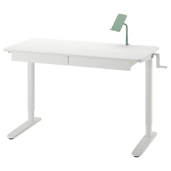 RELATERA desk combination sit/stand, white/light grey-green, 117x60 cm