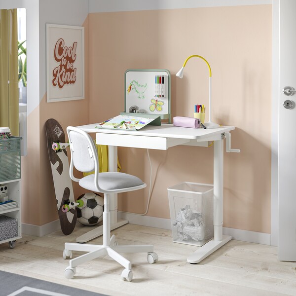 RELATERA desk combination sit/stand, white/light grey-green, 90x108x60 cm