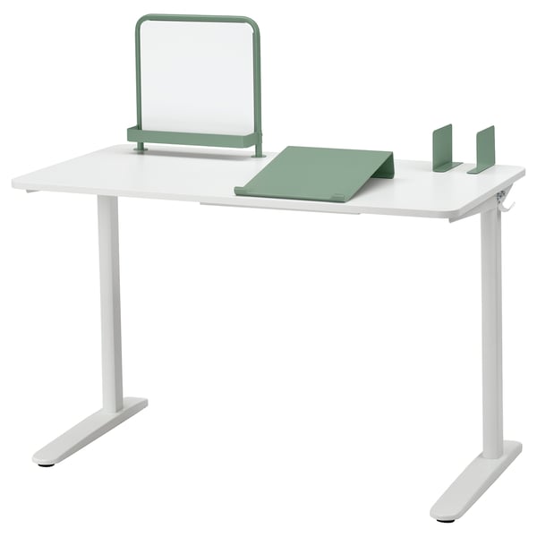 RELATERA desk combination, white/light grey-green, 117x60 cm