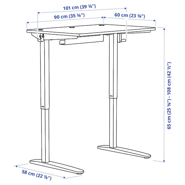 Ikea RELATERA - Desk sit/stand, white, 90x60 cm