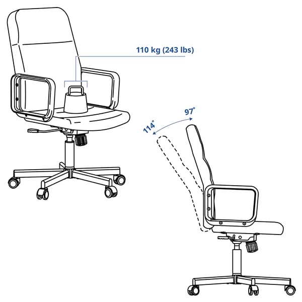 RENBERGET swivel chair, Bomstad black, 48x111x67 cm