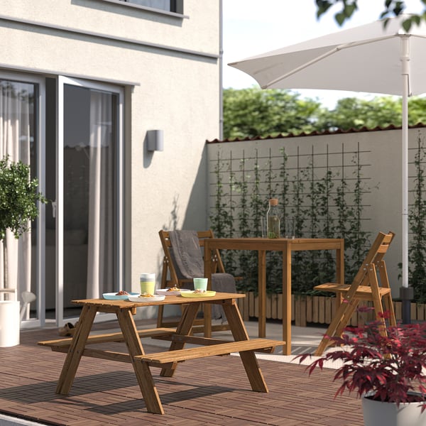 RESÖ children's picnic table, light brown stained, 92x89 cm